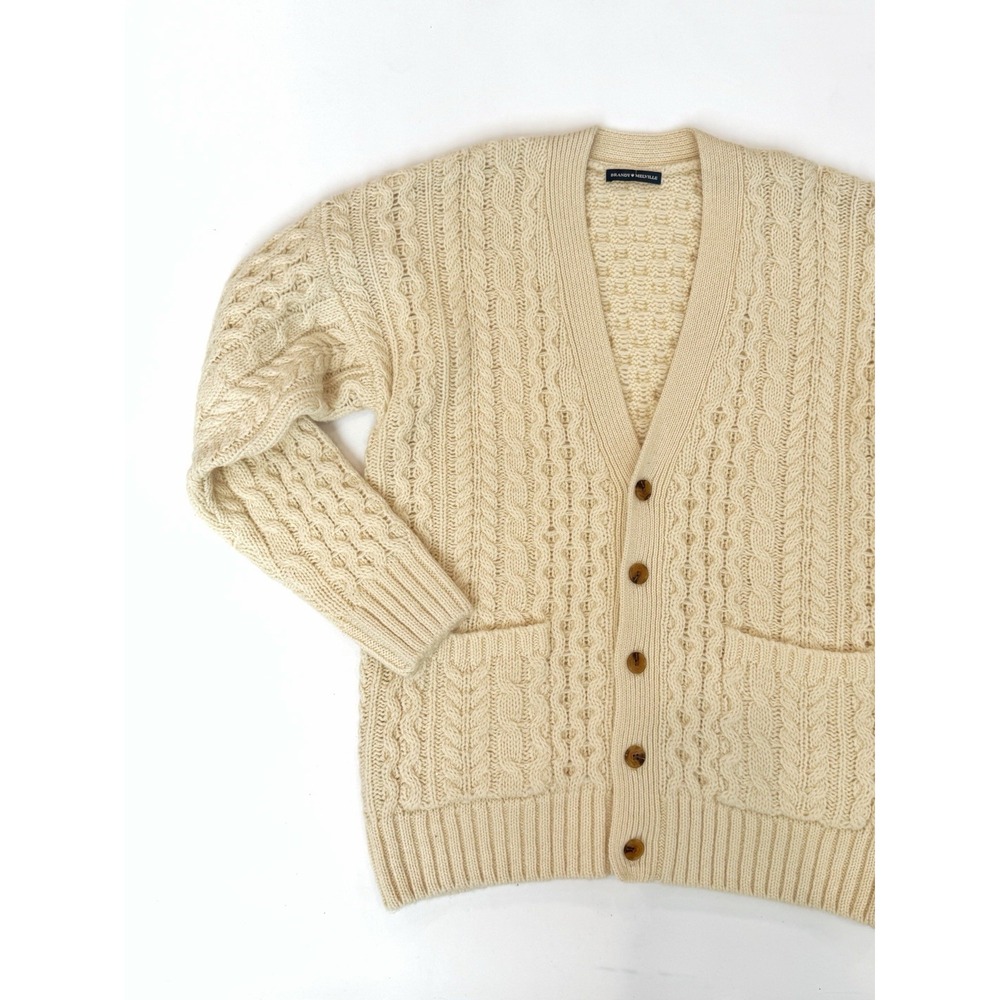 Brandy Melville Sweater Womens S Cream Cable Wool Oversized Fisherman Cardigan